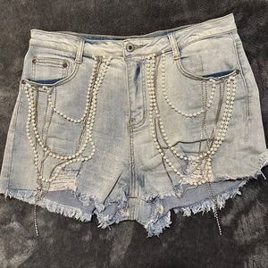 Rhinestone and pearl shorts